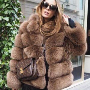 Thick Warm Female Natural Fox Fur Outwear